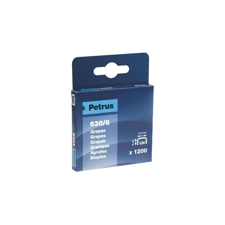 1695-CAJA DE 1200 GRAPAS TIPO 530/8 COBREADAS PARA CLAVADORAS PETRUS 77514