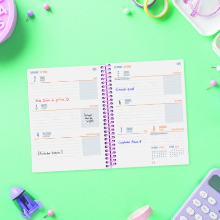 16965-AGENDA ESCOLAR 2024-2025 8o 120X164 SEMANA VISTA HORIZONTAL DIVA STARS FINOCAM 536100225