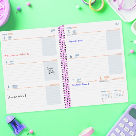 16969-AGENDA ESCOLAR 2024-2025 4o 155X212 SEMANA VISTA HORIZONTAL DIVA STARS FINOCAM 536140225