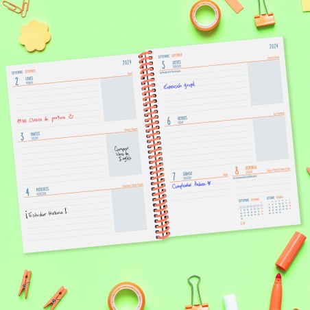 16971-AGENDA ESCOLAR 2024-2025 4o 155X212 SEMANA VISTA HORIZONTAL DIVA FRUITS FINOCAM 536140325