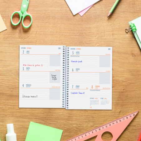 16980-AGENDA ESCOLAR 2024-2025 8o 120X164 SEMANA VISTA HORIZONTAL COOL FLORAL FINOCAM 645000625