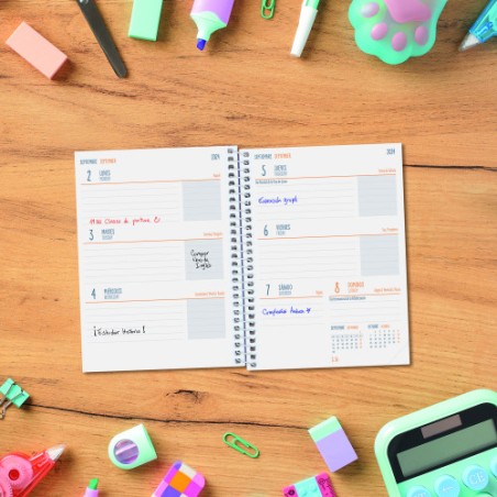 16984-AGENDA ESCOLAR 2024-2025 8o 120X164 SEMANA VISTA HORIZONTAL COOL LILA FINOCAM 645000825