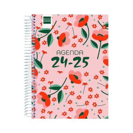 16996-AGENDA ESCOLAR 2024-2025 4o 155X212 1 DIA PAGINA COOL FLORAL FINOCAM 645060625