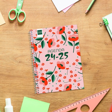 16997-AGENDA ESCOLAR 2024-2025 4o 155X212 1 DIA PAGINA COOL FLORAL FINOCAM 645060625