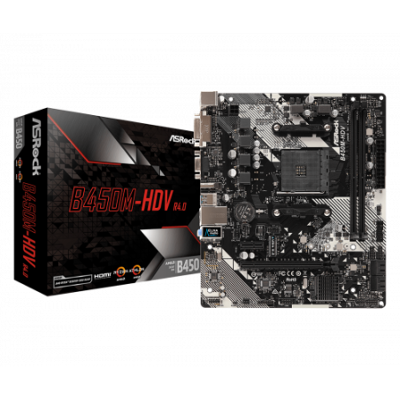 170-Asrock B450M-HDV R4.0 Zocalo AM4 Micro ATX AMD B450