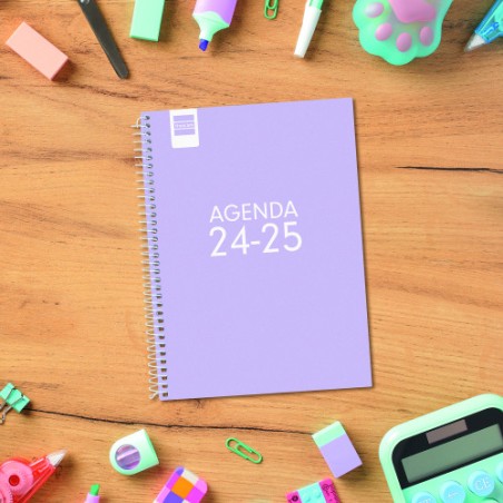 17003-AGENDA ESCOLAR 2024-2025 4o 155X212 1 DIA PAGINA COOL LILA FINOCAM 645060825