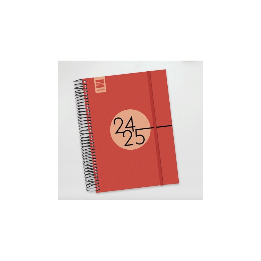 17034-AGENDA ESCOLAR 2024-2025 E10-155X212 1 DIA PAGINA ESPIR LABEL ROJO FINOCAM 633123025
