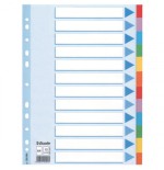 1710-SEPARADOR DE CARTON CON CARATULA INDICE 12 POSICIONES FORMATO A4 COLORES VIVOS ESSELTE 100194