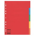 1712-SEPARADOR DE CARTON CON 5 POSICIONES FORMATO A4 COLORES VIVOS ESSELTE 100199