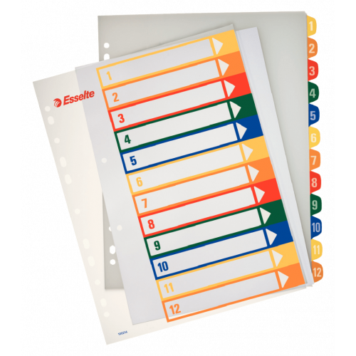 1715-INDICES DE PROYECTOS POLIPROPILENO 1-12 POSICIONES IMPRIMIBLES FORMATO A4 MAXI ESSELTE 100214