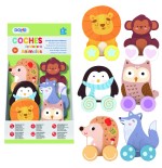 17256-EXPOSITOR DE 6 COCHECITOS DE ANIMALES DE MADERA - A PARTIR DE 1 ANO DOHE 64002