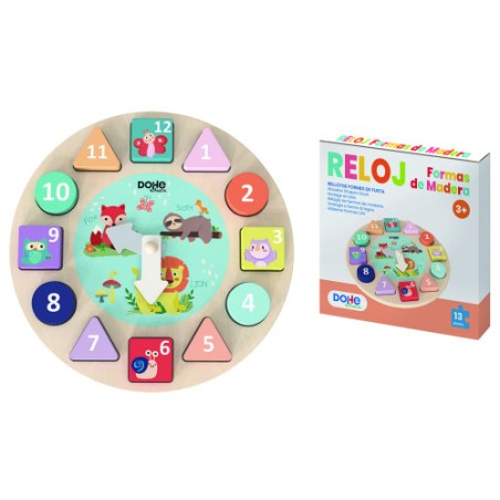 17257-CAJA RELOJ DE FORMAR ENCAJABLES DE MADERA - A PARTIR DE 3 ANOS DOHE 64009