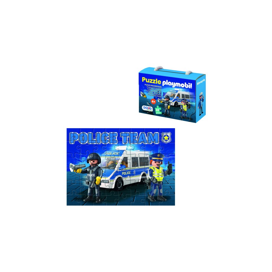 17283-CAJA DE PUZZLE - 48 PIEZAS - PLAYMOBIL - MODELO POLICE DOHE 65012
