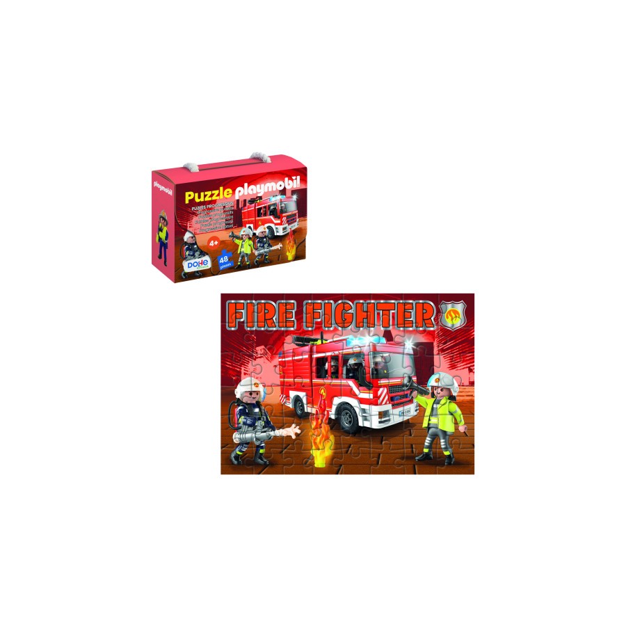 17284-CAJA DE PUZZLE - 48 PIEZAS - PLAYMOBIL - MODELO FIRE FIGHTER DOHE 65013