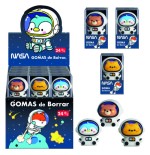 17287-EXPOSITOR CON 24 GOMAS DE BORRAR ASTRONAUTAS-ANIMALES - NASA DOHE 79648