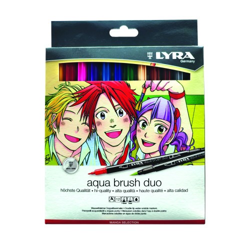 17304-ESTUCHE 12 ROTULADORES DIBUJOS MANGA AQUA BRUSH DUO MANGA LYRA L6521121