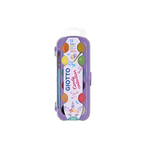 17306-ESTUCHE 12 ACUARELAS CANDY COLLECTION 30 MM + PINCEL GIOTTO F351600