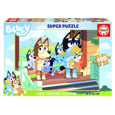 17384-CAJA PUZZLE MADERA BLUEY 100 PIEZAS  EDUCA BORRAS 19967 EDUCA 19967
