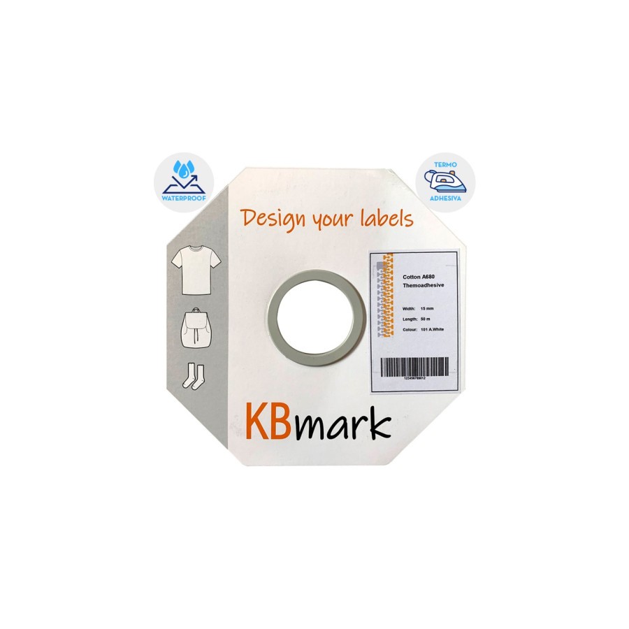 17541-CINTA TEXTIL ALGODON TERMOADHESIVO 15MM X 50M E-MARK A680AB COLOP 501161