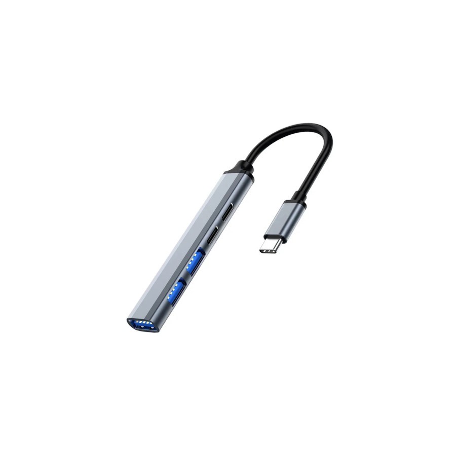 17599-Ewent EW1149 hub de interfaz USB 3.2 Gen 1 (3.1 Gen 1) Type-C 5000 Mbit/s Gris, Plata