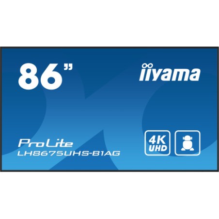 17666-MONITOR IIYAMA 86" (LH8675UHS-B1AG) 3840X2160 / 4K UHD / 24/7 / 500 CD/M / 8MS / DP / 3XHDMI / MICRO SD SLOT /  E-