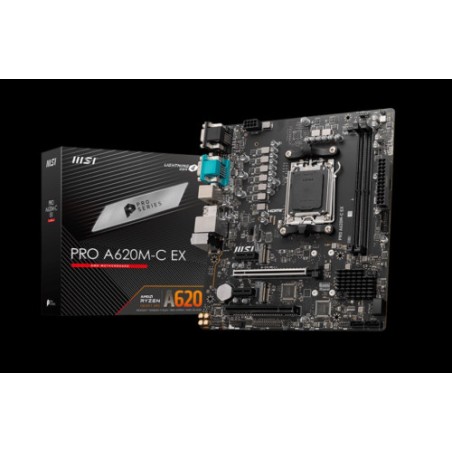 17715-PLACA MSI PRO A620M-C EX,AMD,AM5,A620,2DDR5,128GB,VGA+DVI+HDMI+DP,GBLAN,4SATA6.0+2XM.2,4USB3.2+1USB3.2 TYPE-C,MATX
