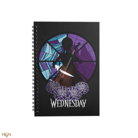 17813-CUADERNO WEDNESDAY CON CELLO 14,5X21 CM CINEREPLICAS REDSTRING CR5174