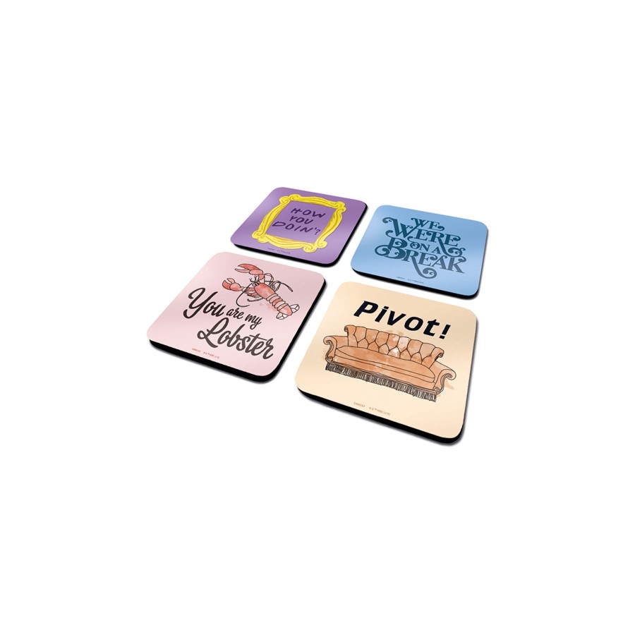 17897-SET DE POSAVASOS FRIENDS FRASES PYRAMID INTERNATIONAL REDSTRING CSP0028