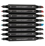 1790-PACK DE 8 ROTULADORES DE 2 PUNTAS FINA Y BISELADA ALTA CALIDAD COLORES SURTIDOS DERWENT 98208