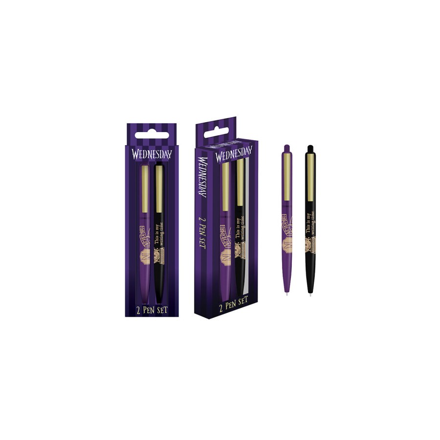 17901-SET 2 BOLIGRAFOS NEVERMORE WEDNESDAY PYRAMID INTERNATIONAL REDSTRING SR74439