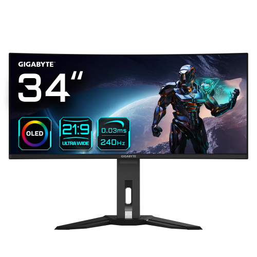 17954-Gigabyte MO34WQC2 pantalla para PC 86,4 cm (34") 3440 x 1440 Pixeles Wide Quad HD OLED Negro