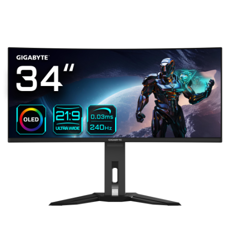 17954-Gigabyte MO34WQC2 pantalla para PC 86,4 cm (34") 3440 x 1440 Pixeles Wide Quad HD OLED Negro