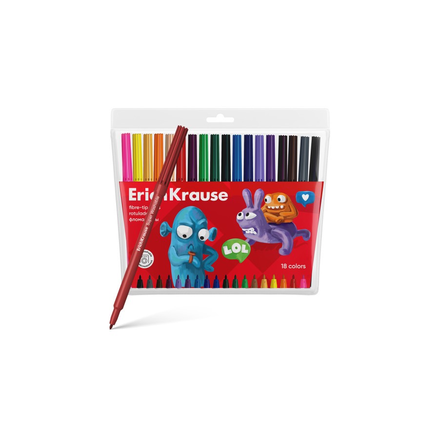 18116-BOLSA ROTULADORES JOLLY FRIENDS SUPER LAVABLES 18 COLORES ERUCH KRAUSE 61832