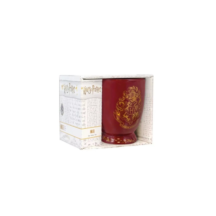 18161-TAZA DESAYUNO BERENJENA ESCUDO HOGWARTS PALADONE REDSTRING PP4260HPV2