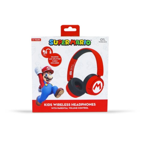 18209-AURICULARES KIDS BT LOGO SUPER MARIO ROJO OTL TECHNOLOGIES REDSTRING SM1016