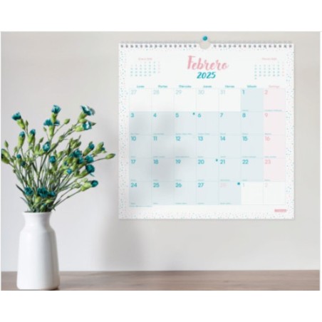 18260-CALENDARIO 2025 PARED TRENDY CHIC ESCRIBIR 300X300MM TURQUESA FINOCAM 787005825