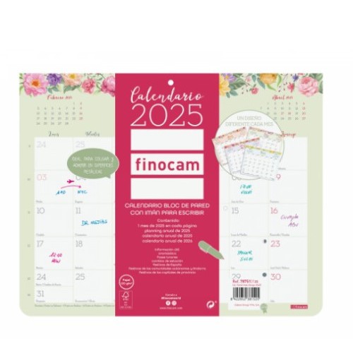 18265-CALENDARIO 2025 PARED IMAN TRENDY DESIGN ESCRIBIR 250X200MM FINOCAM 787510125