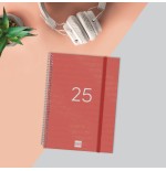 18300-AGENDA 2025 BASIC YEAR E10 155X212MM SEMANA VISTA HORIZONTAL ROJO FINOCAM 741453025