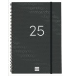 18301-AGENDA 2025 BASIC YEAR E40 210X297MM SEMANA VISTA HORIZONTAL NEGRO FINOCAM 741466025
