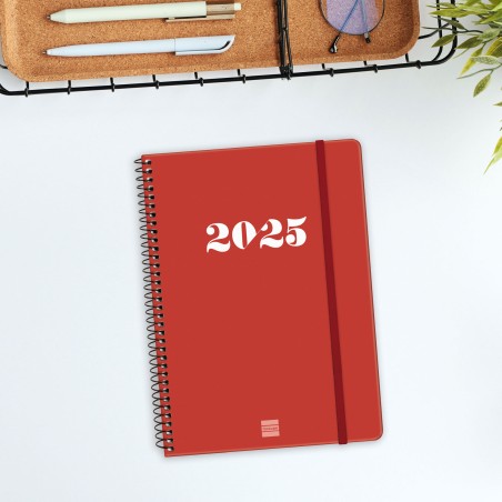 18314-AGENDA 2025 BASIC MY E10 155X212MM SEMANA VISTA HORIZONTAL ROJO FINOCAM 743503025