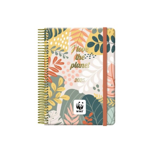 18360-AGENDA 2025 WWF DIA PAGINA 12,5 X 18 CM CON 4 HOJAS DE PEGATINAS DOHE 12898 - 25