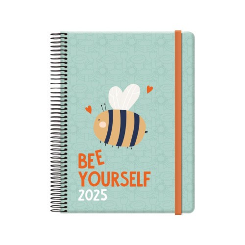 18363-AGENDA 2025 CUTE DIA PAGINA 15 X 21 CM MODELO BEE CON 4 HOJAS DE PEGATINAS DOHE 12905- 25