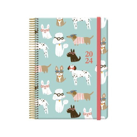18364-AGENDA 2025 CUTE DIA PAGINA 15 X 21 CM MODELO DOG CON 4 HOJAS DE PEGATINAS DOHE 12906- 25