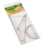 1862-ESTUCHE CON REGLA / ESCUADRA / CARTABON Y SEMICIRCULO 30 CM. PLASTICO FAIBO 806