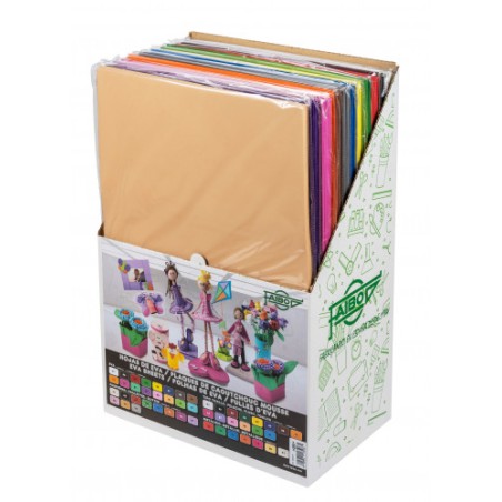 1884-EXPOSITOR 120 LAMINAS GOMA EVA 40X60 CM. 12 COLORES SURTIDOS FAIBO 1655-120