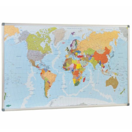 1899-MAPA MUNDI MAGNETICO 84X140 CM. MARCO ALUMINIO FAIBO 173T