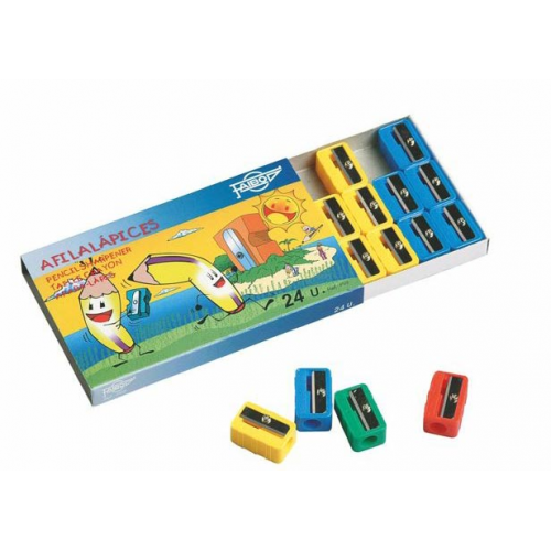 1901-SACAPUNTAS DE PLASTICO SIMPLE CON FORMA RECTANCULAR 100% RECICLABLE FAIBO P02