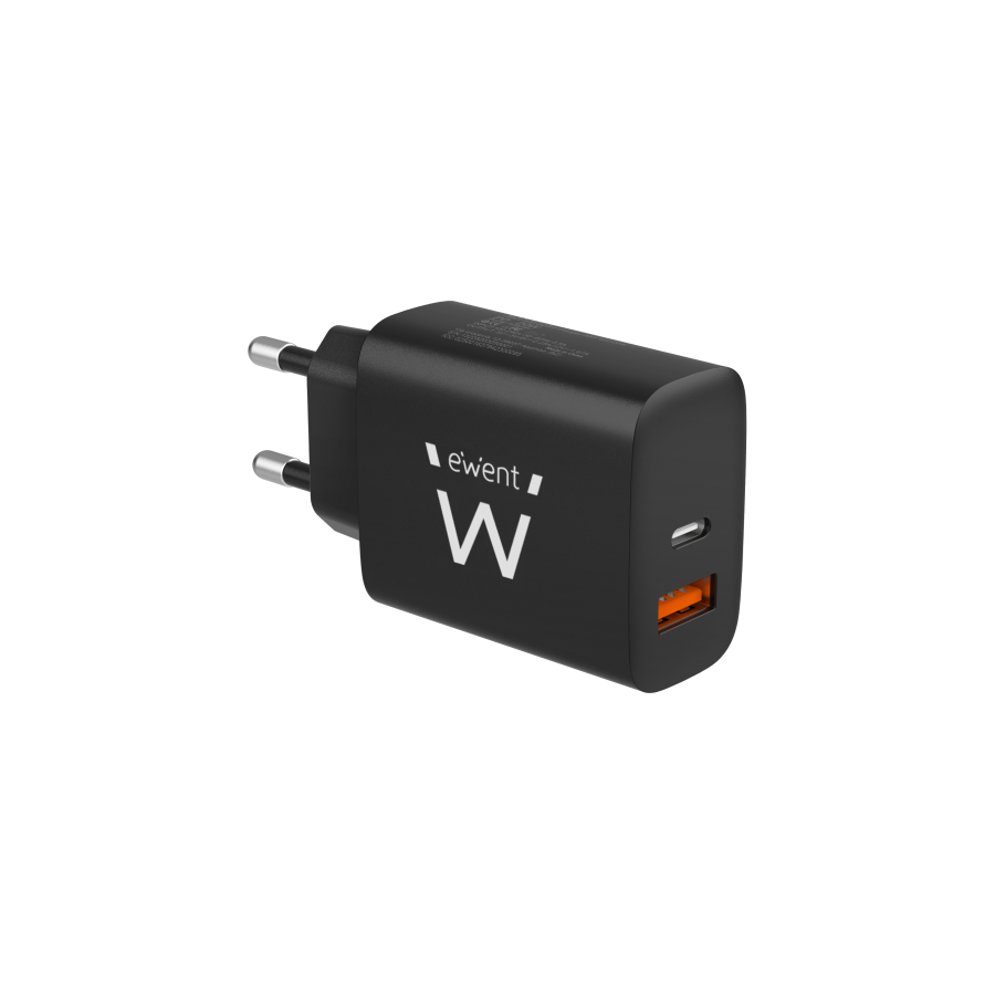 19013-Ewent EW1319 cargador de dispositivo movil Universal Negro Corriente alterna Carga rapida Interior