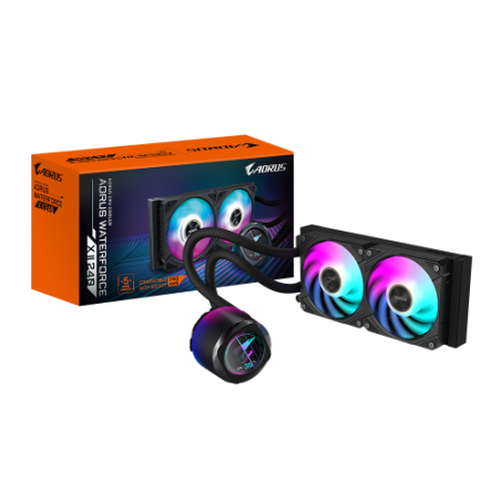 19025-GIGABYTE Refrigeracion liquida AIO AORUS WATERFORCE X II 240 para CPU - 2 ventiladores ARGB de 120 mm, pantalla LC