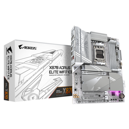 19245-GIGABYTE Placa base X870 A ELITE WF7 ICE - Compatible con CPUs AMD Ryzen 9000, VRM digital de 16+2+2 fases, hasta